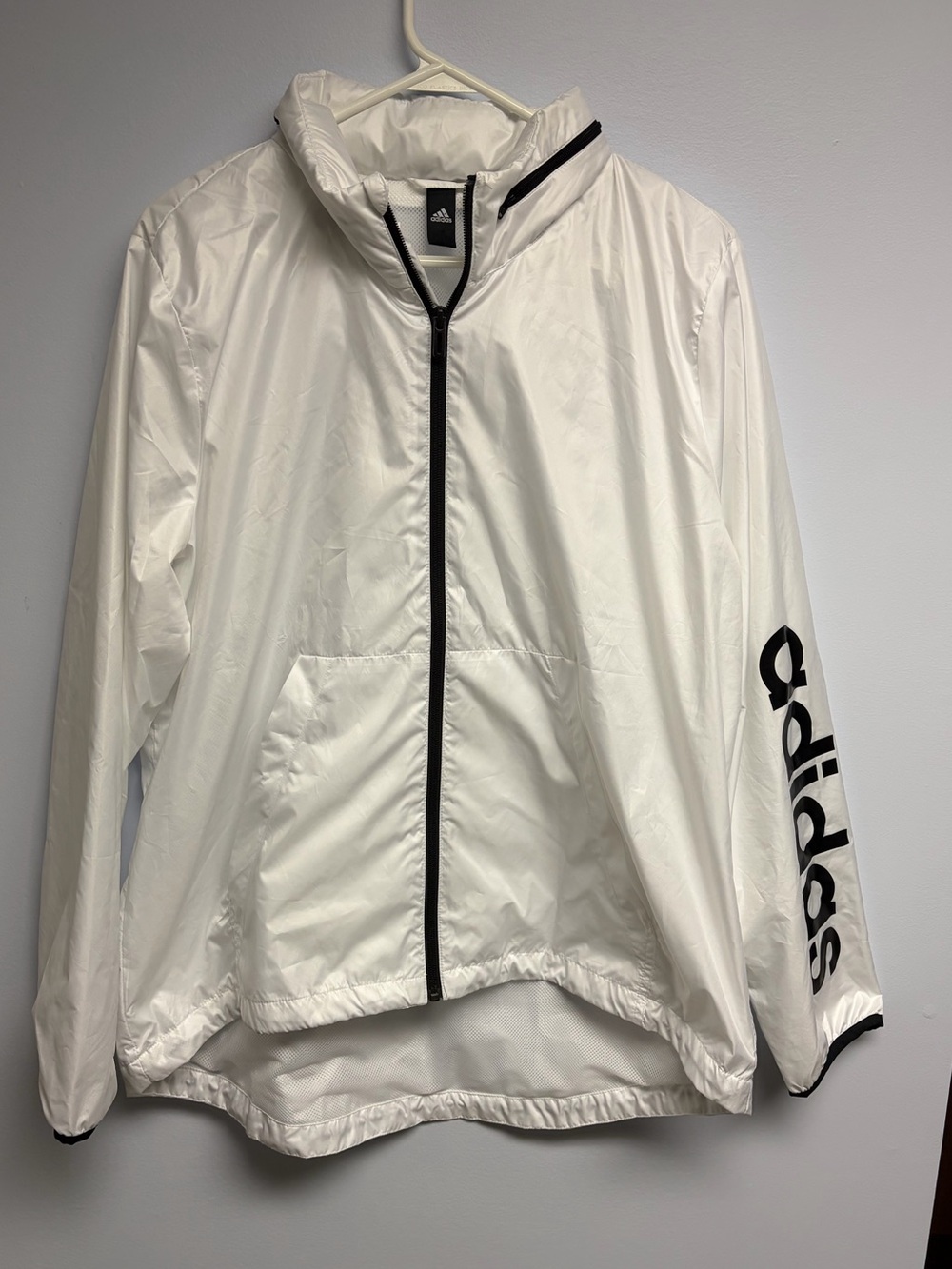 Adidas White Jacket with Black Accents and Sleeve Logo